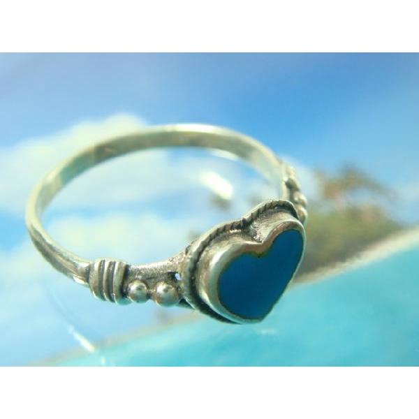 シルバーリング ハート ターコイズ デザインリング トルコ石 指輪 夏