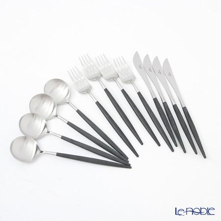 Cutipol（クチポール） ゴア GOA ブラック／シルバー 4人用カトラリー