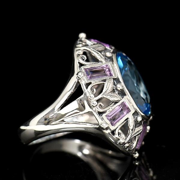 碌山 スイスブルートパーズ アメジスト リング 透き通るブルーが美しい