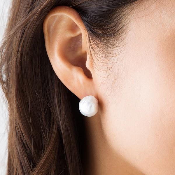 12mmバロックパール ピアス イヤリング K18 K14 SV925 存在感抜群大珠