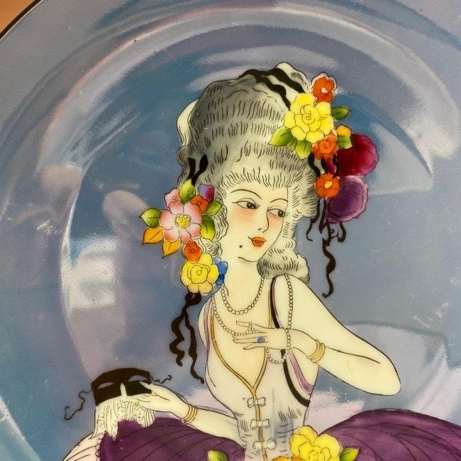 オールドノリタケ ポンパドール夫人 飾り皿 ブルーラスター彩 M-JAPAN