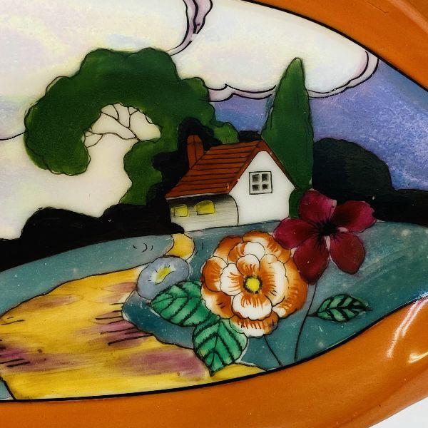 ノリタケ オールドノリタケ ラスター彩 風景紋 長皿 アールデコ