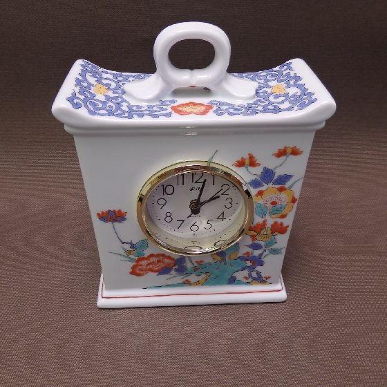 有田焼 賞美堂 其泉窯 色絵岩花鳥文 置時計 色絵岩花鳥文【置時計