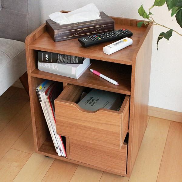 テーブル下ワゴン 幅38cm 木製 ワゴン キャスター付き ラック 収納