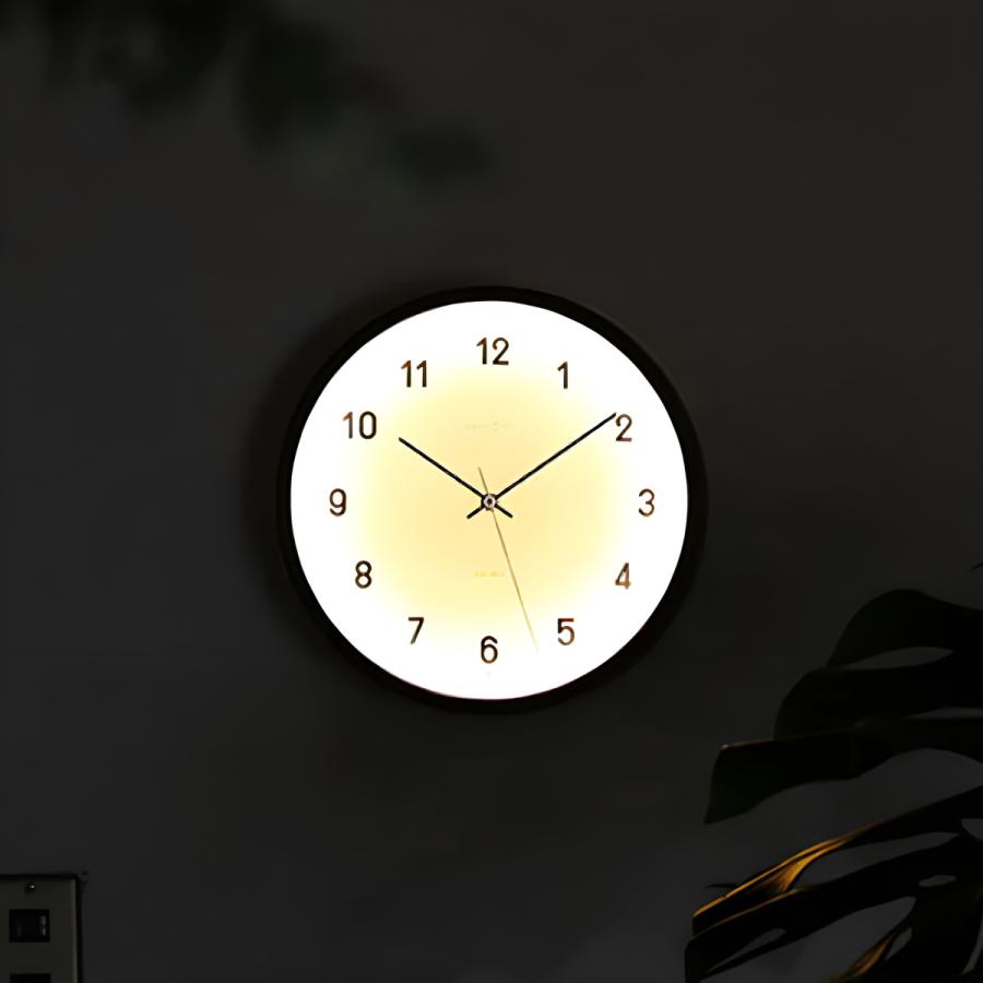 掛け時計 ルナプレーナ 直径30.5cm センサー式ライト 連続秒針 （ 時計