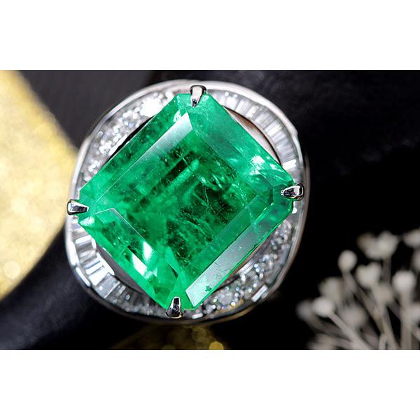 エメラルド リング/指輪 9.880カラット プラチナ900 PT900 大粒約10