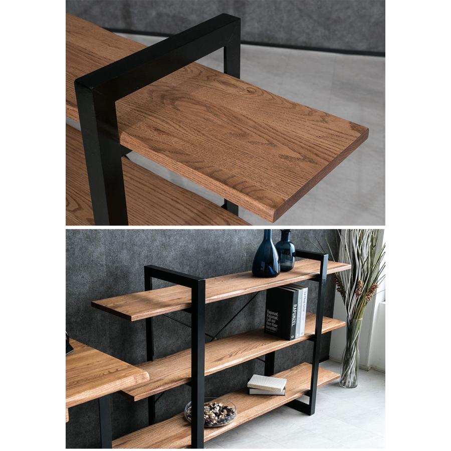 オープンシェルフ 木製 おしゃれ 無垢 オープンラック アイアン