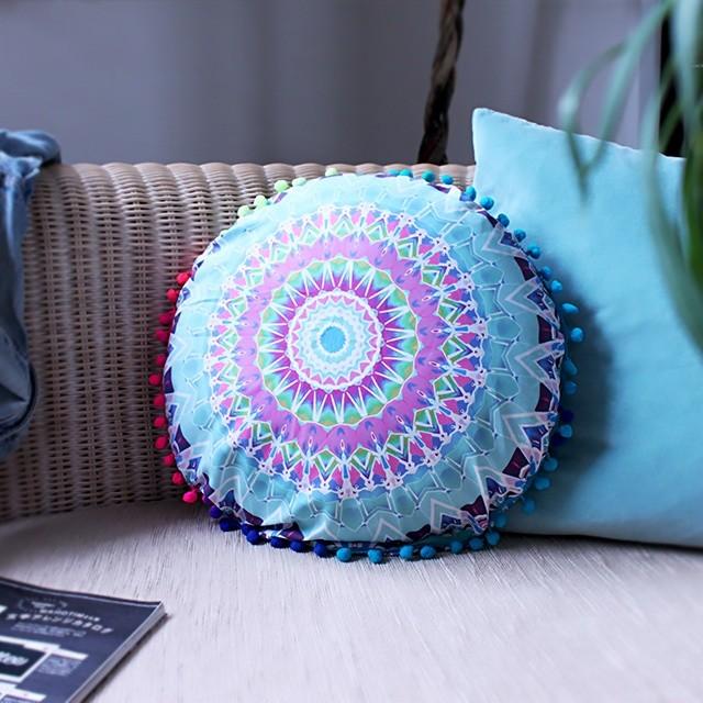 送料無料! ラウンドクッションカバー ネイティブ柄 丸型 円形 : mignon