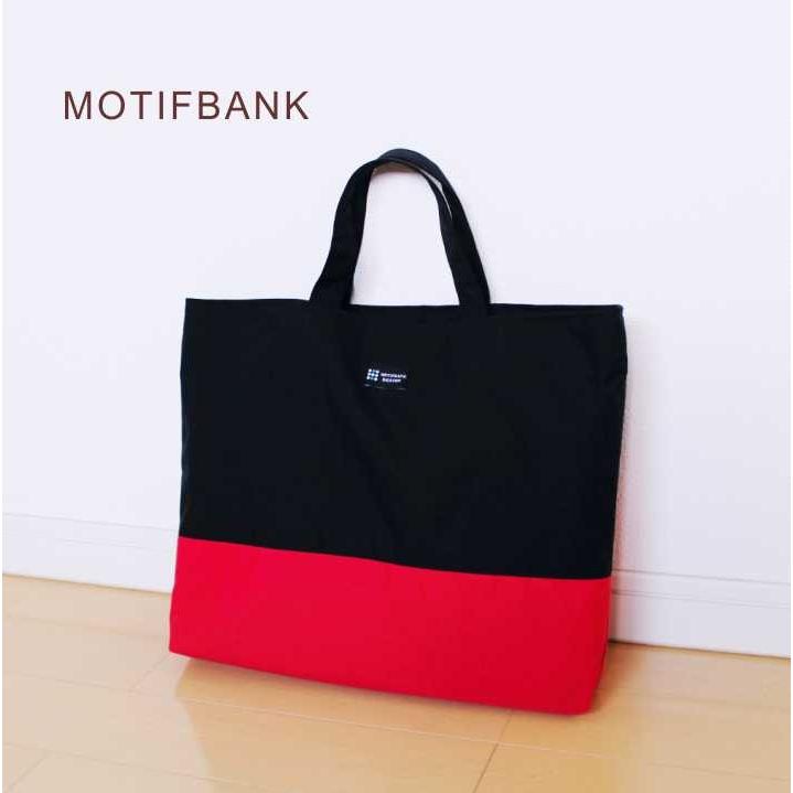 撥水レッスンバッグ】（ツートンカラー）黒xレッド 撥水防水生地 裏地