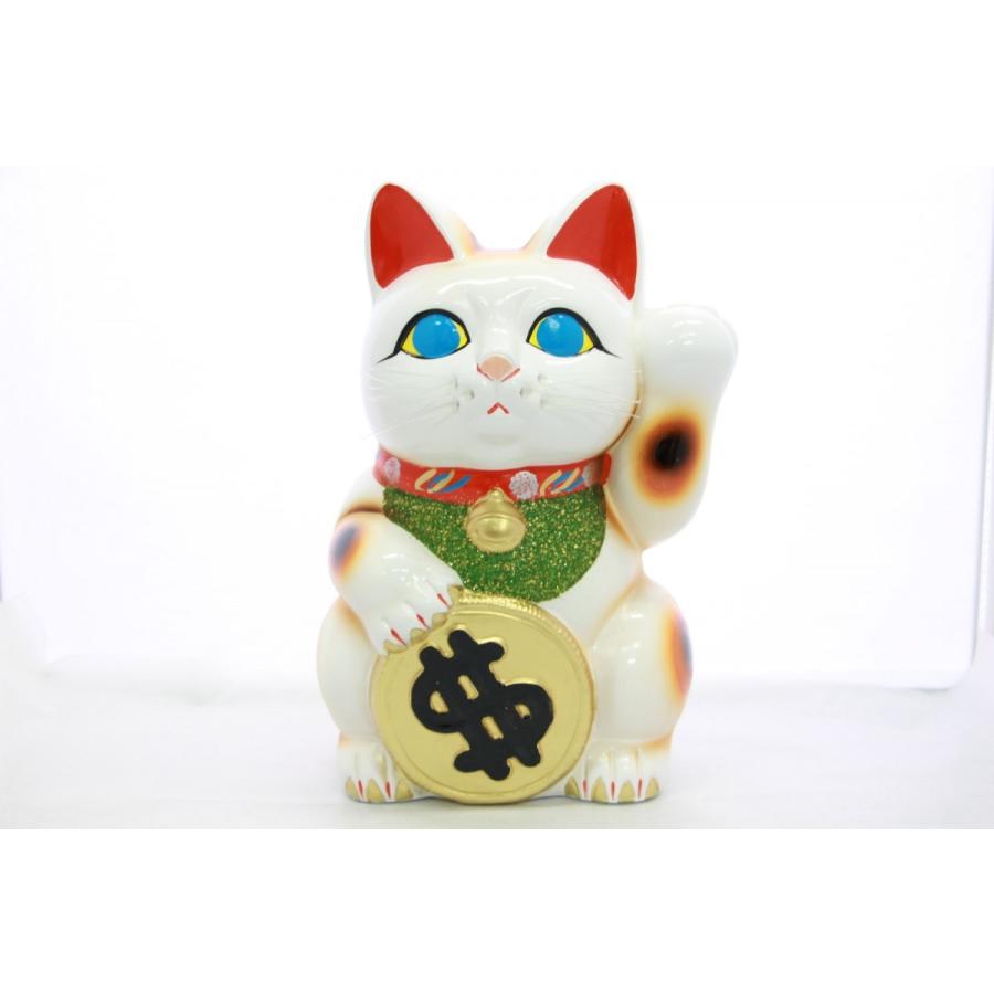 8号招き猫ドル猫白左手(座布団付) : 人形のモリシゲ - 通販 - Yahoo