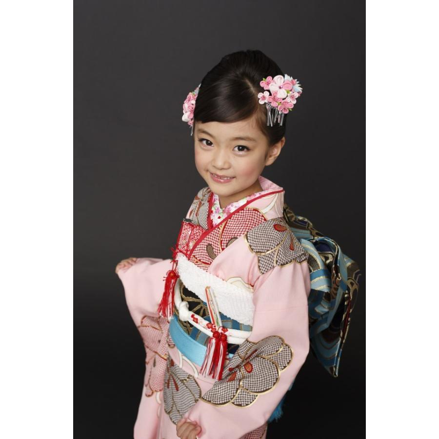 七五三 着物 7歳 フルセット 7才用 「紅一点」 女児着物セット 正絹