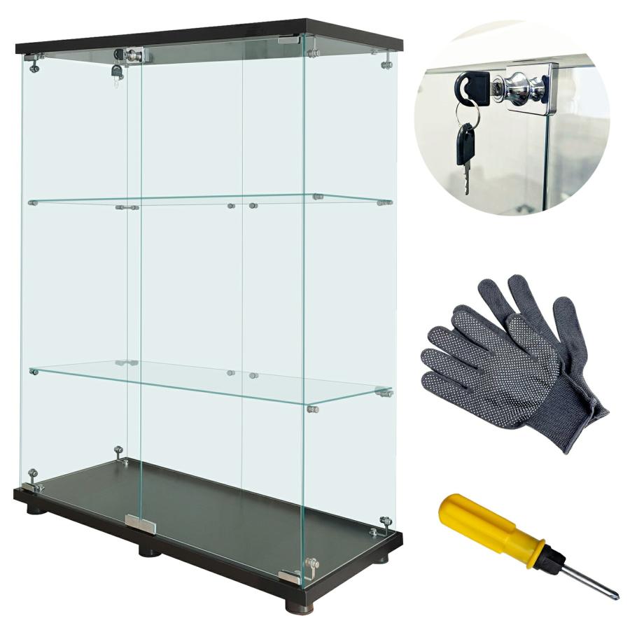 ガラスケース 3段両扉タイプ(鍵付き) 幅80.7×奥行き36.5×高さ125.7cm