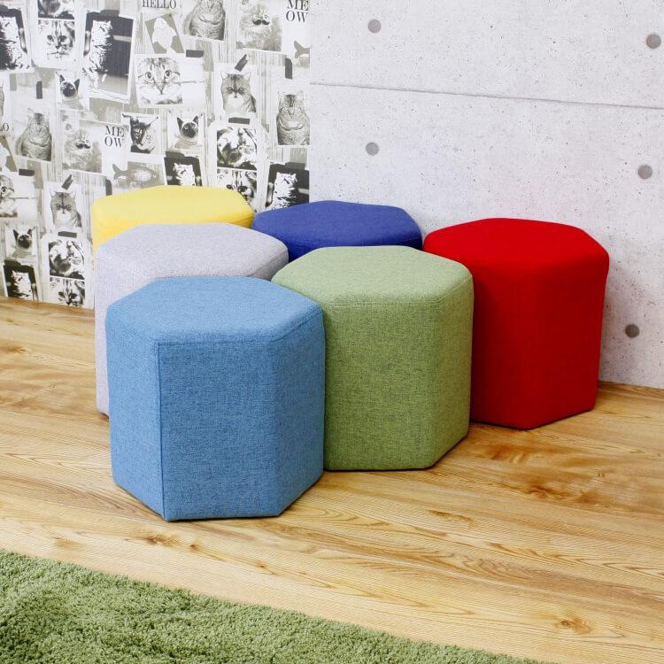 カラースツール 六角形タイプ 作業椅子 作業用 積み重ね コンパクト