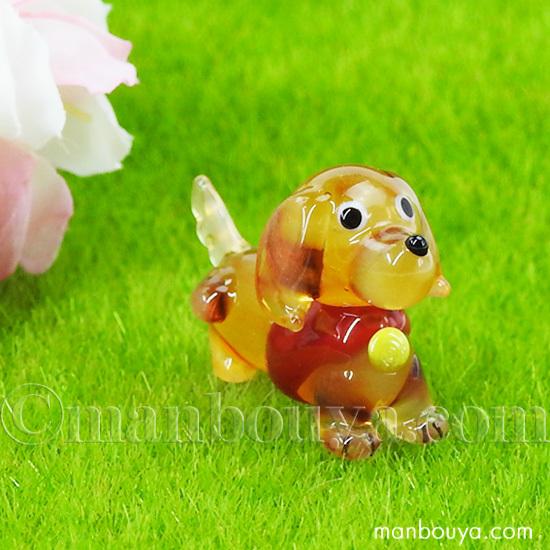 ダックスフンド 置物 ガラス細工 ミニチュア 雑貨 グラススクエア