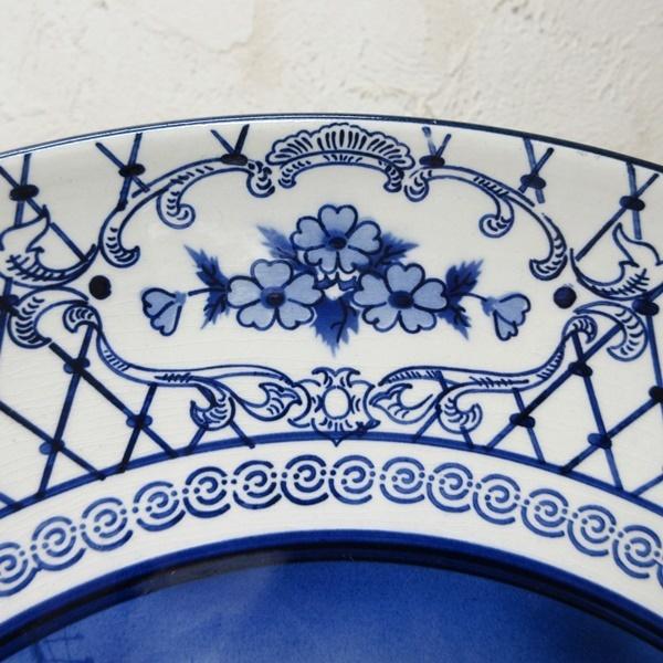 イギリス インテリア雑貨 壁掛け用プレート 絵皿 ブルー＆ホワイト