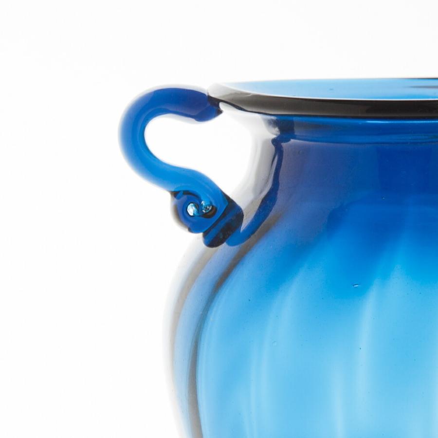 みよし漆器本舗 ガラス花瓶 ダブルイヤー ブルー フラワーベース 大