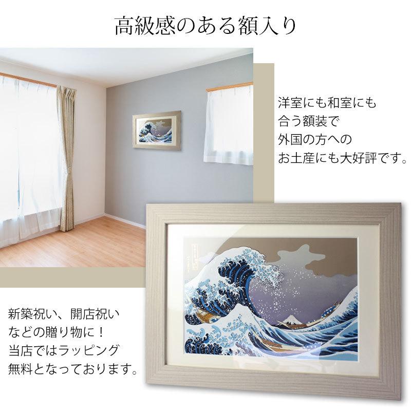 葛飾北斎 富嶽三十六景 神奈川沖浪裏 浮世絵 おしゃれ画 額入り 木製額