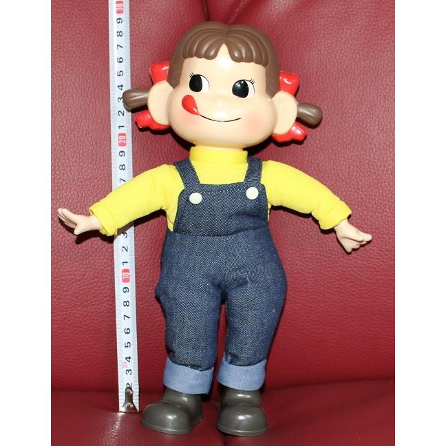 USED 美品 おすわりペコちゃん デニム衣装ペコ 座高20cm不二家 硬質