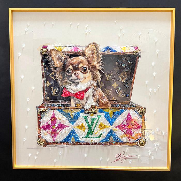 送料無料 クリスタルアートパネル オマージュアートパネル チワワ 犬