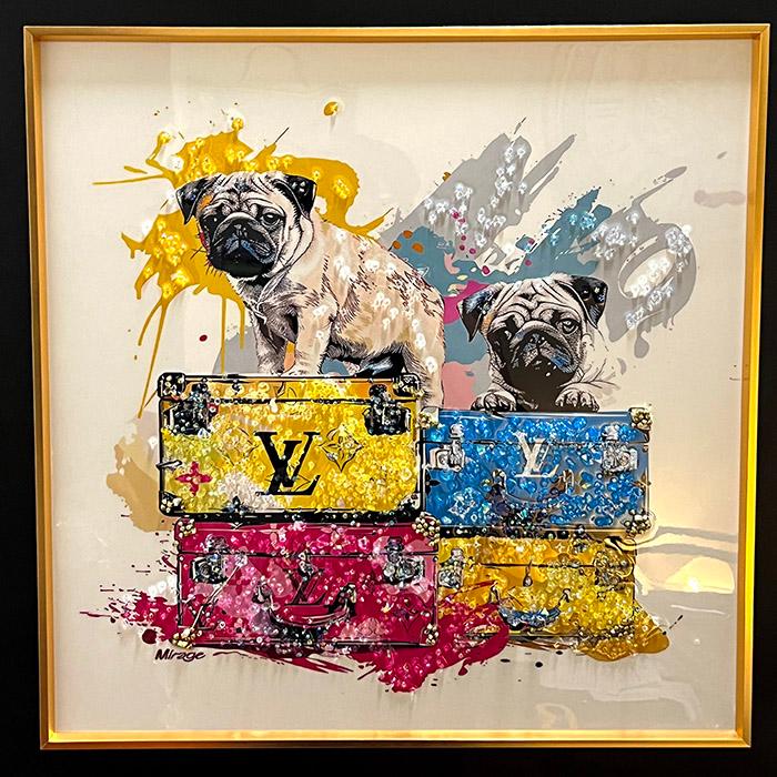 送料無料 クリスタルアートパネル オマージュアートパネル パグ 犬