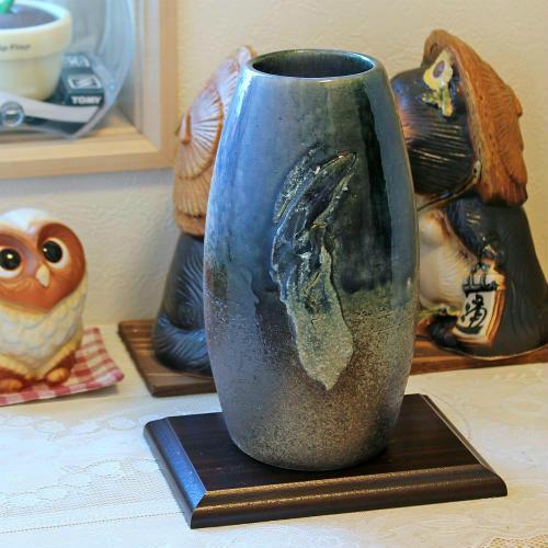 信楽焼 花瓶 青 ビードロ おしゃれ 一輪挿し 花入 陶器 花びん 花器