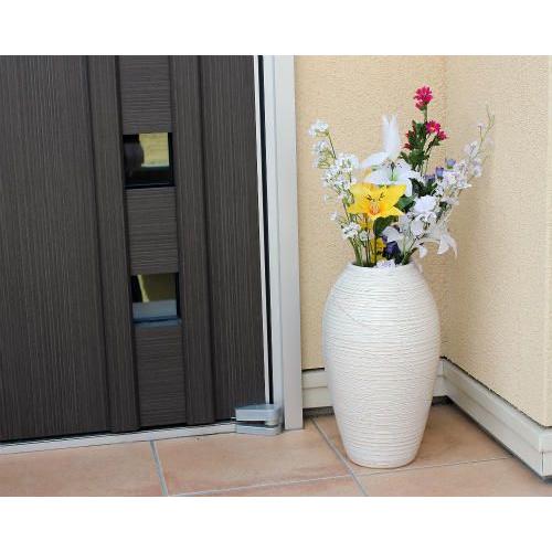 ポイント3倍]信楽焼 大きな 花瓶 白 窯変 櫛目 12号 おしゃれ 大壺