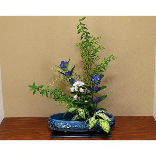 在庫数限り 信楽焼 花瓶 花器 華道 池坊 嵯峨御流 青 ガラス