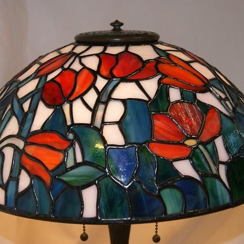 ティファニーランプ・チューリップ 14インチ : ステンドグラス七色