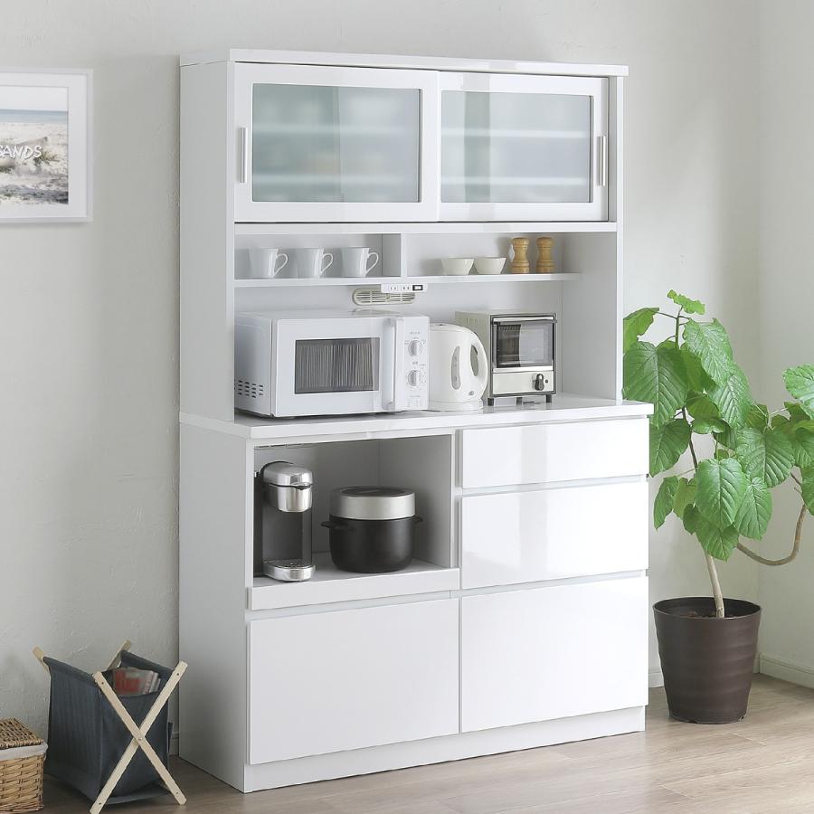 ニトリ（NITORI） 幅120cm 鏡面仕様のキッチンボード 引戸タイプ（幅