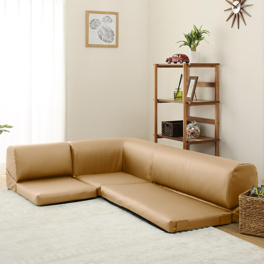 ニトリ ソファ 合成皮革タイプ コーナー ベージュ B