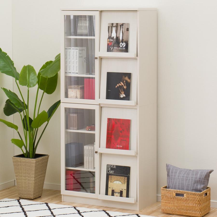 ニトリ（NITORI） フラップ扉 本棚(ビブリオGD80 WW) 書棚 ラック