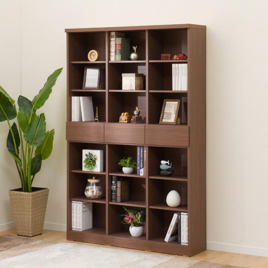 ニトリ（NITORI） オープン本棚(120 BS008 MBR) 引き出し付き 書棚