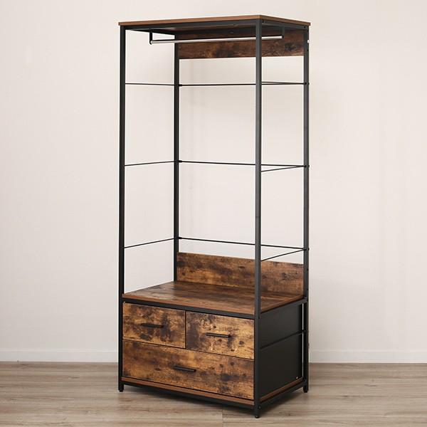 ニトリ（NITORI） ハンガーラックセット(Nステイン1880BR/追加引出し