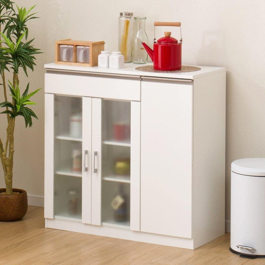 ニトリ（NITORI） 幅90 キャビネット(フォルムN SK9090D WH） 食器棚