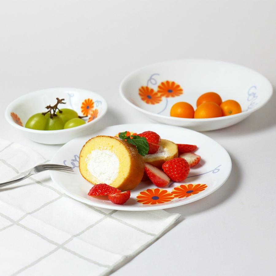 ニトリ（NITORI） コレール 中皿・深皿・小ボウル 3個セット(オレンジ