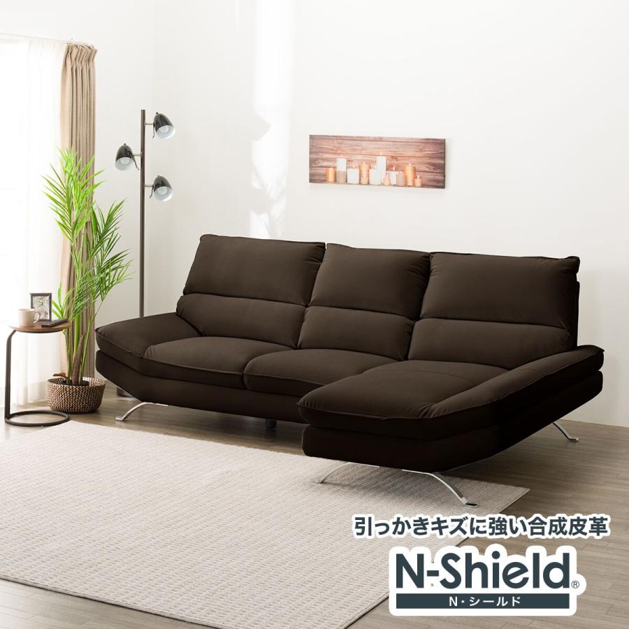 ニトリ（NITORI） 傷・汚れに強い合成皮革カウチソファ(FR03 LC DBR