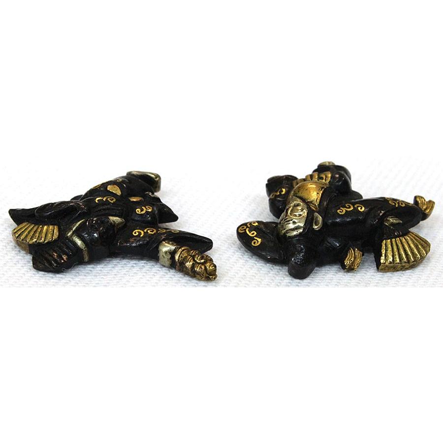 刀装具 m-68 目貫 後藤清乗 三番叟の図 赤銅地金色絵（特別貴重刀装具