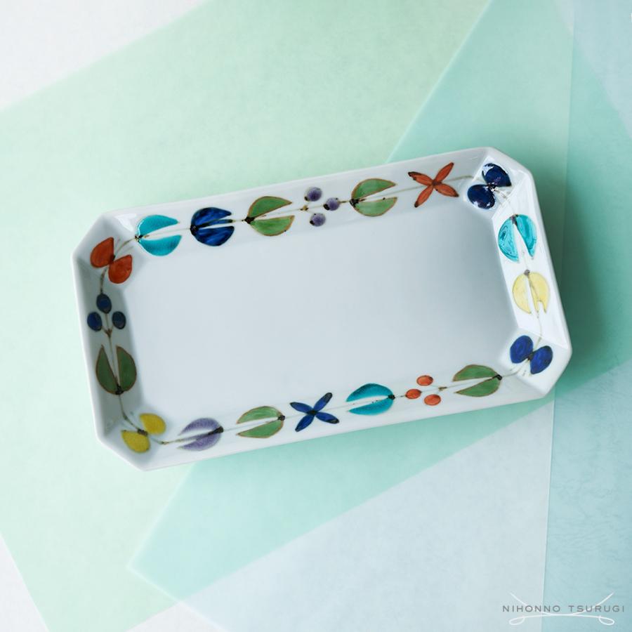 徳永遊心窯 色絵花繋ぎ 隅切長角皿（高台有） : 輸入ブランド洋食器