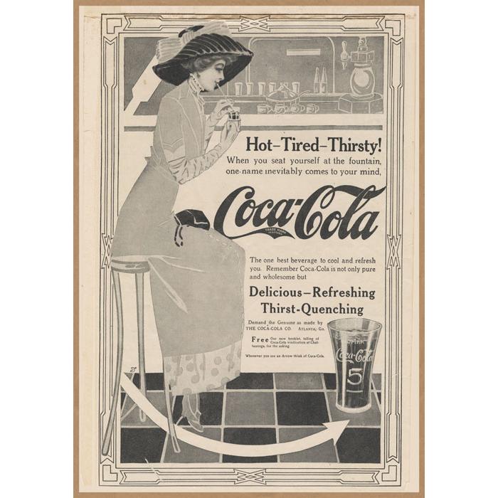 Coca-Cola レトロミニポスター B5サイズ 複製広告 ◇ コカコーラ Hot