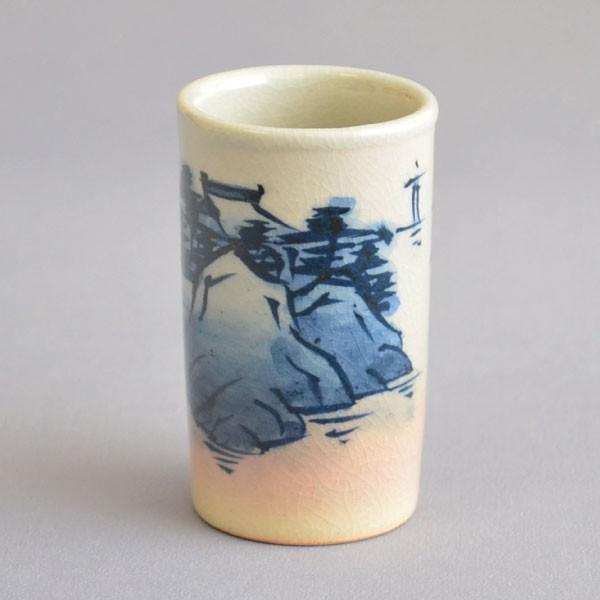 茶箱用茶碗 茶道具 手塚桐鳳 作 茶箱用 古染付山水文茶碗 三点セット