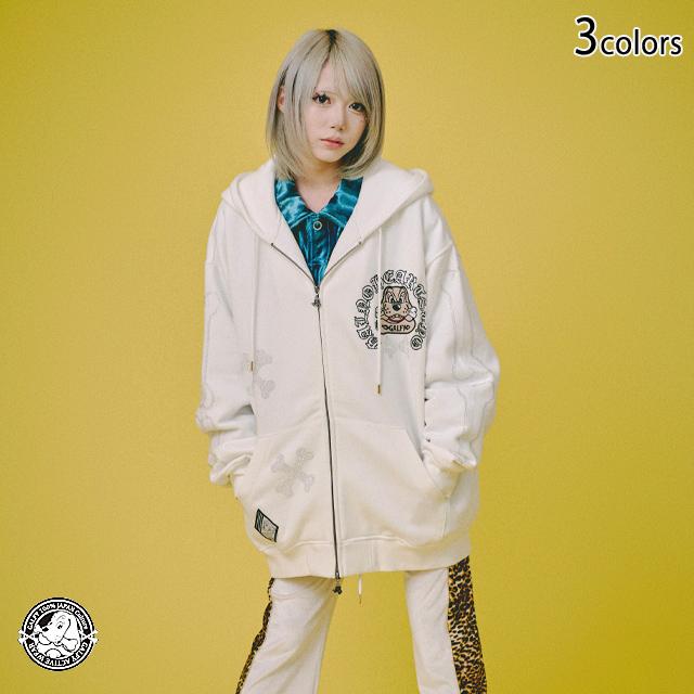 ピカピカ骨骨パーカー GALFY 153077 ガルフィー ゆったりめ オーバー