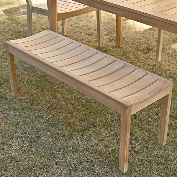 ベンチ ガーデンベンチ 屋外 木製 チーク 無垢材 外 玄関 椅子 スリム