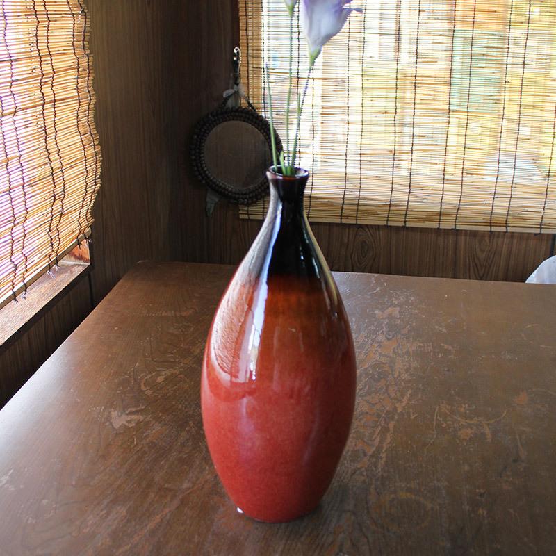 花瓶 35.6cm 難あり 赤い花瓶 36cm 貫入あり 花器 大きい花瓶 花入れ