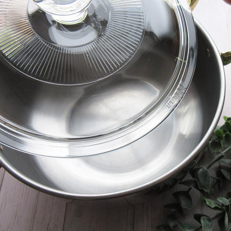 鍋 両手鍋 蓋付 シチュー鍋 なべ ナベ ステンレス製 ガラス蓋 訳あり品