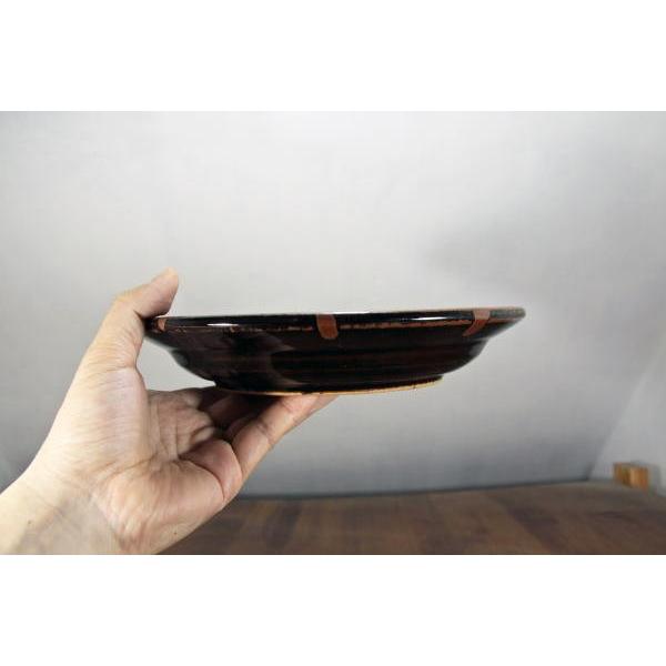 益子焼 黒釉柿流スープ皿 24cm メイン皿 中皿 丈夫 厚みがある ましこ