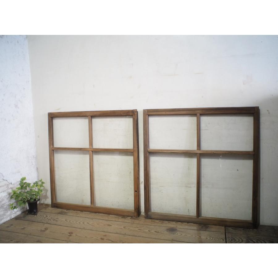 タH0001◇【H93cm×W90cm】×2枚◇アンティーク◇ゆらゆらガラスの古い木