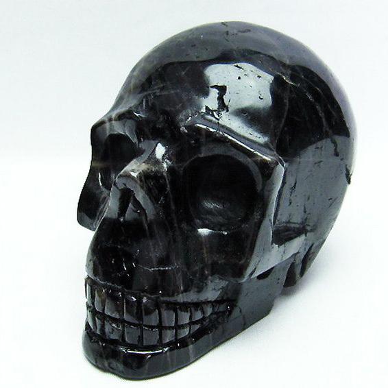 1.8Kg モリオン 純天然 黒水晶 ドクロ 置物 t130-2054 : 誠安天然石