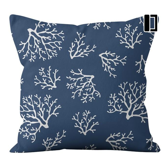 クッション カバー クッションカバー 45×45 サンゴ ネイビー ギザギザ