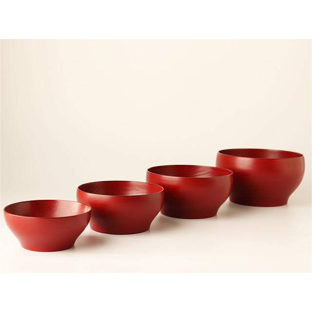 四つ椀応量器 ( 木製 ) 刷毛根来 山岸厚夫 うるし工房錦壽（ きんじゅ