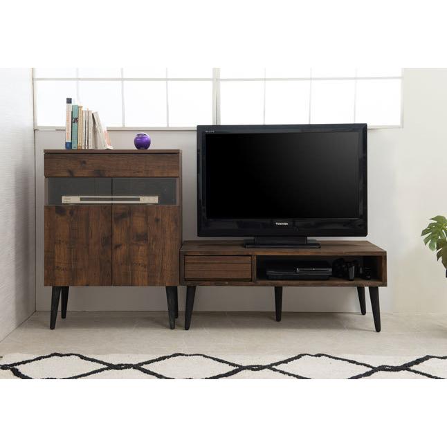 キャビネット 収納棚 ヴィンテージ風 木製 ブラウン 幅61 : 収納家具